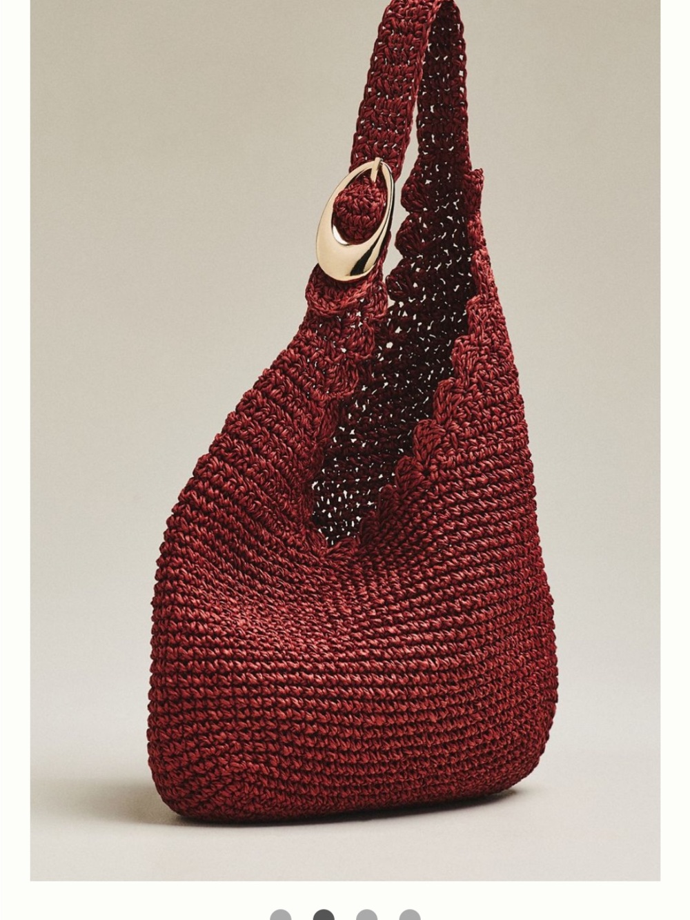 Anthropologie Love Knot Raffia Buckle Slouchy Bag and Pouch Deep Burgundy - Picture 4 of 4